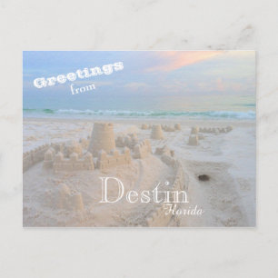 Carte Postale Destin coloré Florida Sand Castle
