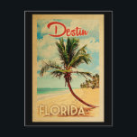 Carte Postale Destin Florida Palm Tree Beach Vintage voyage<br><div class="desc">Destin Florida design de style Vintage voyage avec un palmier sur la plage avec océan et ciel.</div>