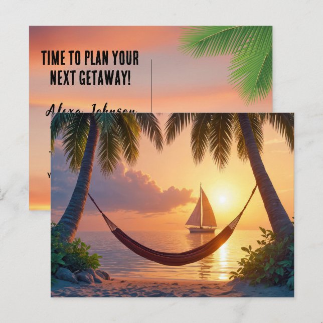 Carte Postale Destination des îles tropicales (Devant / Derrière)