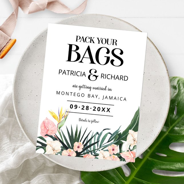 Carte Postale Destination Mariage Tropical Enregistrer La Date (Créateur téléchargé)