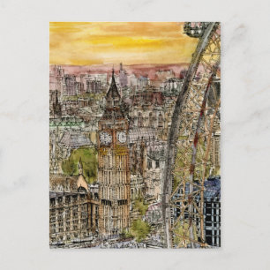 Carte Postale Destinations   Aquarelle Big Ben & London Eye