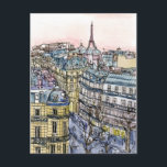 Carte Postale Destinations | Aquarelle Tour Eiffel & Paris<br><div class="desc">Une aquarelle pittoresque et un design d'encre créé par le talentueux Melissa Wang. Cette illustration représente un paysage urbain de la ville de Paris avec l'emblématique Tour Eiffel debout en haut de la pièce surplombant la ville. Cette icône culturelle est généralement représentée à l'avant et au centre d'une image ou...</div>