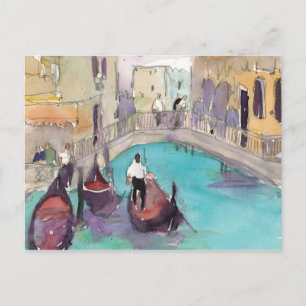 Carte Postale Destinations Aquarelle Venise Gondola Ride