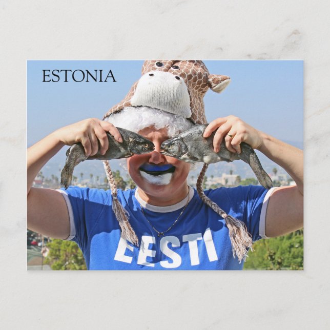Carte postale d'Estonie au visage de poisson rigol (Devant)