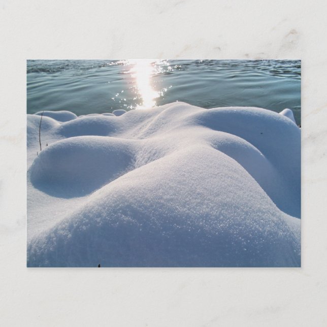 Carte Postale Détail de la rive gelée, glace, pierre, sable, eau (Devant)
