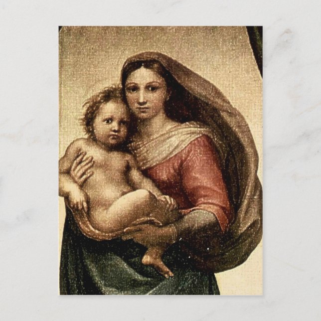 Carte Postale Détail de la "Vierge Sixtine" de Raphael (vers 151 (Devant)