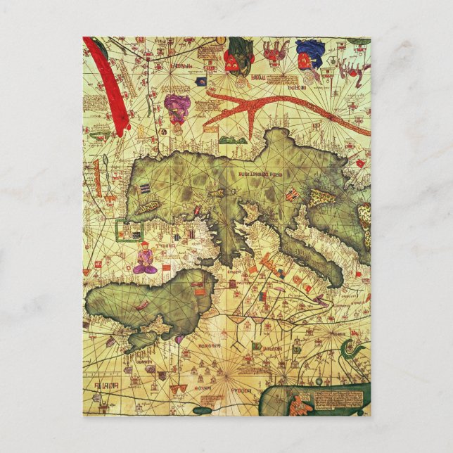 Carte Postale Détail de l'Afrique du Nord et de l'Europe (Devant)