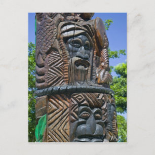 Carte Postale Détail du mât totémique Kanak, Nouméa, Nouveau 2