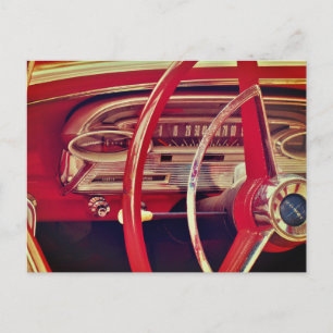 Carte Postale Détail du tableau de bord d'une voiture classique 