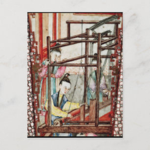 Carte Postale Détail d'un vase représentant le tissage de soie