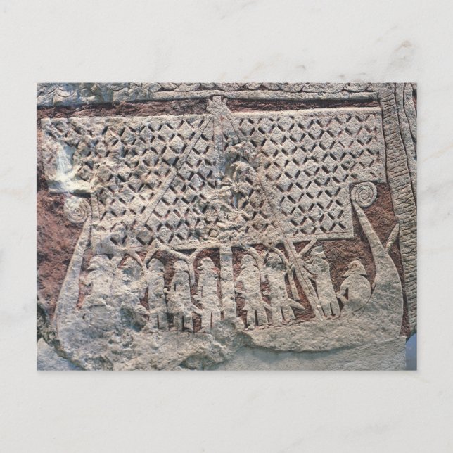 Carte Postale Détail d'une pierre représentant un Viking (Devant)