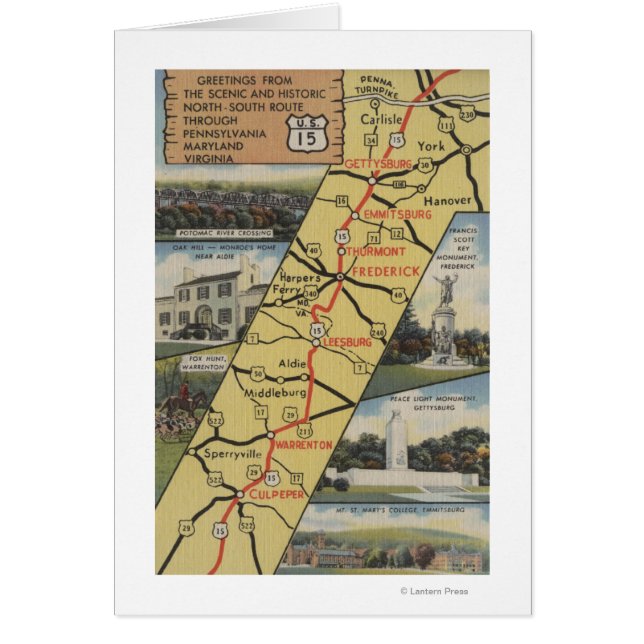 Carte postale détaillée de la route 15 (Devant)