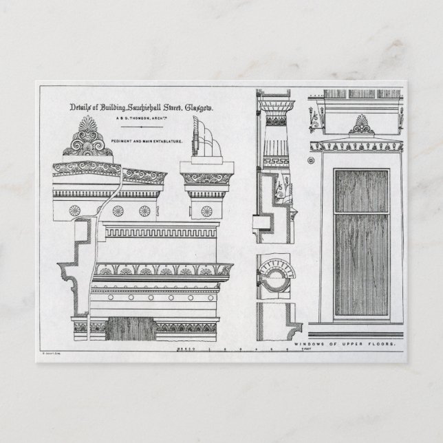 Carte Postale Détails architecturaux de Grecian Chambers (Devant)