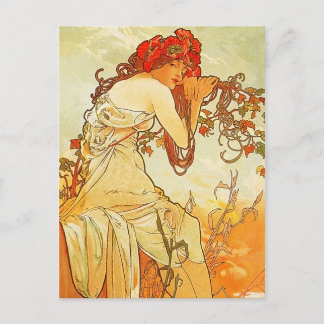 Carte postale d'été Alphonse Mucha (Devant)