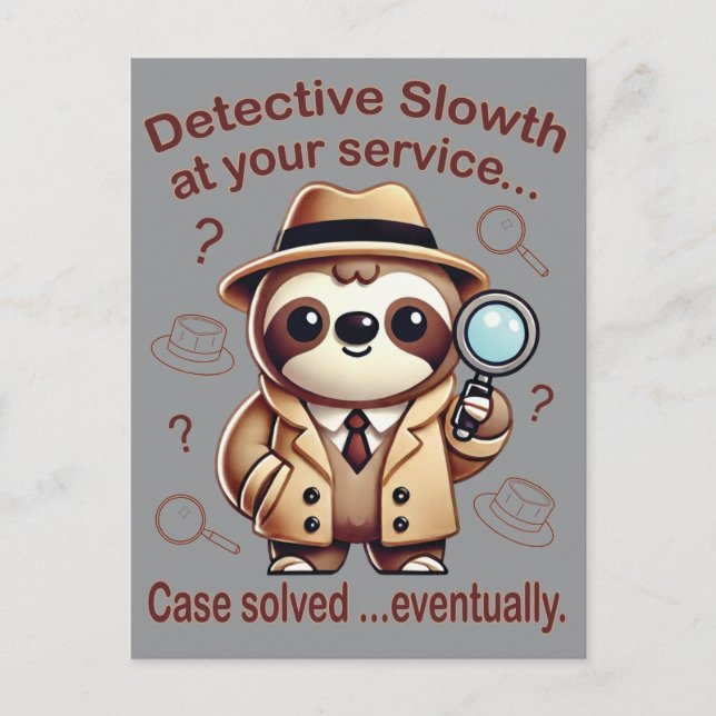 Carte Postale "Detective Sloth" Sloth Private Eye (Devant)