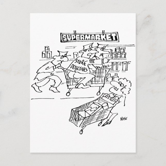 Carte Postale Détectives de magasin dans un supermarché (Devant)
