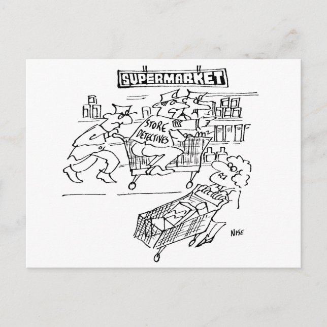 Carte Postale Détectives de supermarché drôles (Devant)