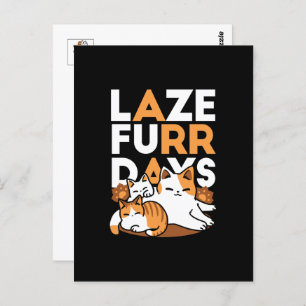 Carte Postale Détendez-vous Art Chat - 'Laze Furr Days' pour les