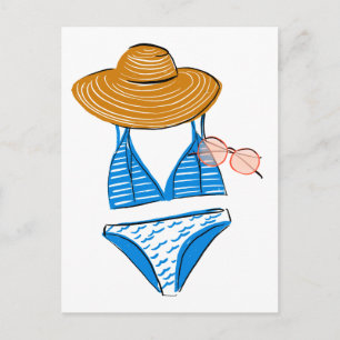 Carte Postale Détendez-vous au soleil - maillot de bain bleu 2