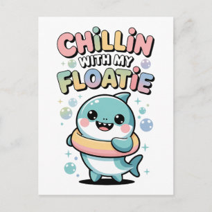 Carte Postale Détente avec mon flotteur Bébé Requin Enfants