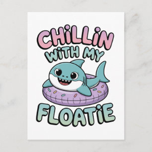 Carte Postale Détente avec mon flotteur Bébé Requin Enfants