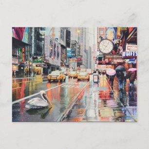 Carte Postale "Détour" Pélican à New York Aquarelle