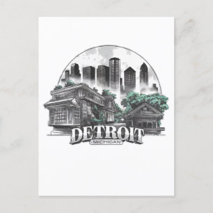 Carte Postale Detroit City Michigan USA