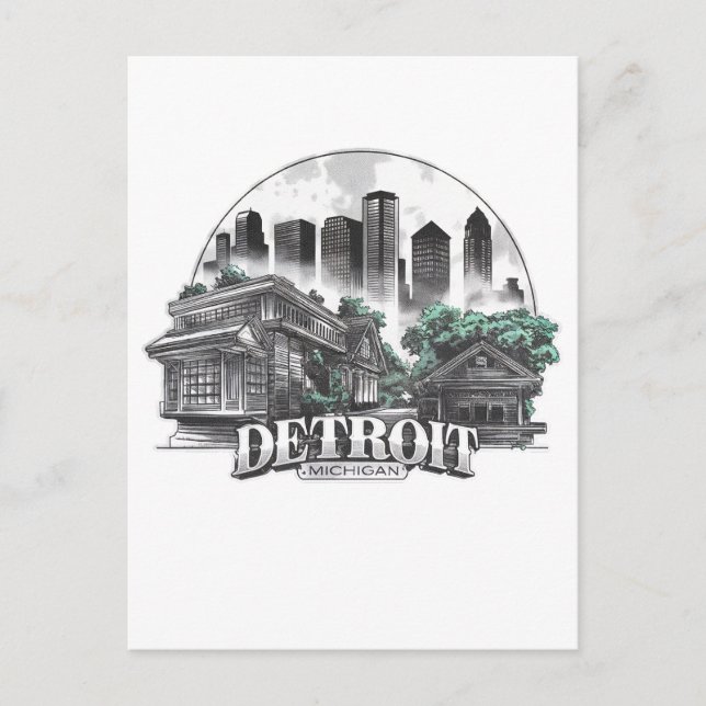 Carte Postale Detroit City Michigan USA (Devant)