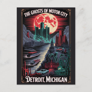 Carte Postale Détroit haunted, Michigan, voyage horreur vintage