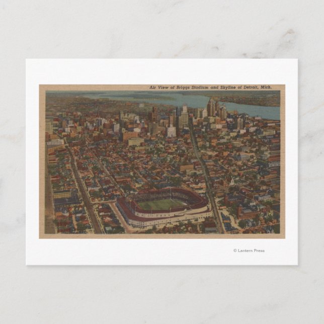 Carte Postale Detroit, MI - Stade de baseball Aerial Briggs (Devant)