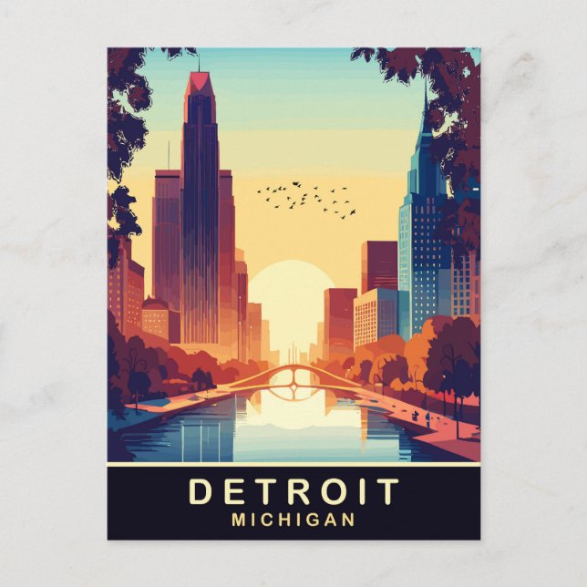 Carte Postale Detroit, Michigan, Travel (Devant)