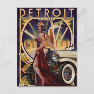 Carte Postale Detroit, Michigan   Ville automobile