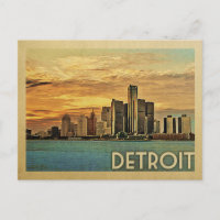 Carte postale Detroit Vintage voyage du Michigan