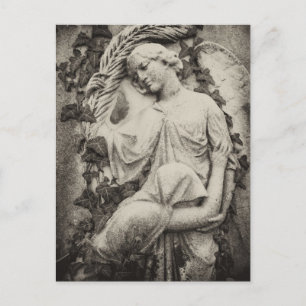 Carte Postale Deuil avec Ange, Mémorial, Funérailles