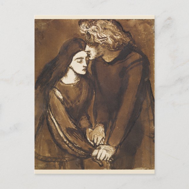 Carte Postale Deux amoureux de Dante Gabriel Rossetti (Devant)