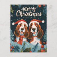 Deux Basset Hound Joyeux Noël