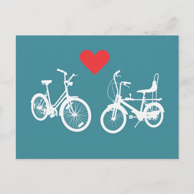 Carte Postale Deux beaux vélos vintages trouvent l'amour (Devant)