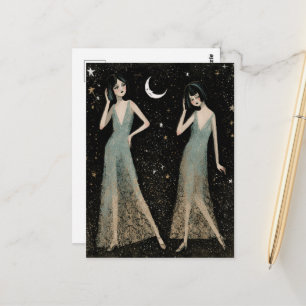 Carte Postale Deux belles femmes dansant au clair de lune