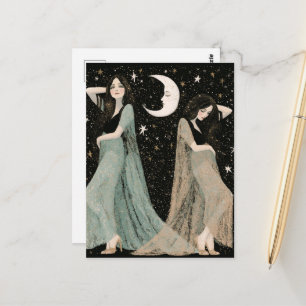 Carte Postale Deux belles femmes dansant au clair de lune