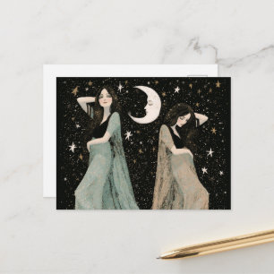 Carte Postale Deux belles femmes dansant au clair de lune