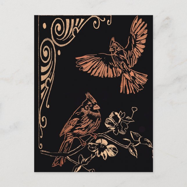 Carte Postale Deux cardinaux rouges (Devant)