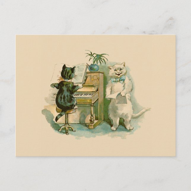 Carte Postale Deux chats au piano (Devant)