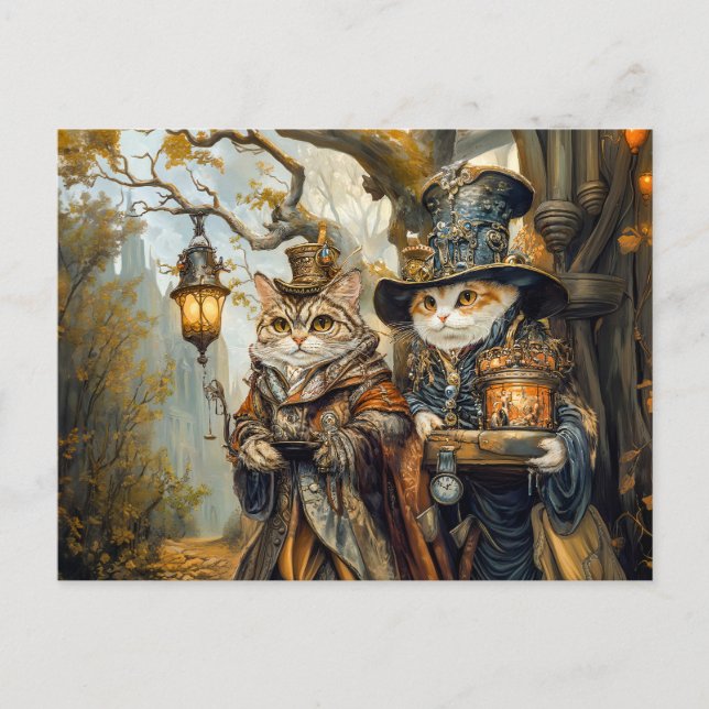 Carte Postale Deux chats magiques dans une scène d'Imaginaire St (Devant)