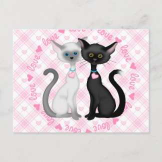 Carte Postale Deux chats mignons en amour