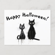 Deux Chats Noirs Halloween heureux