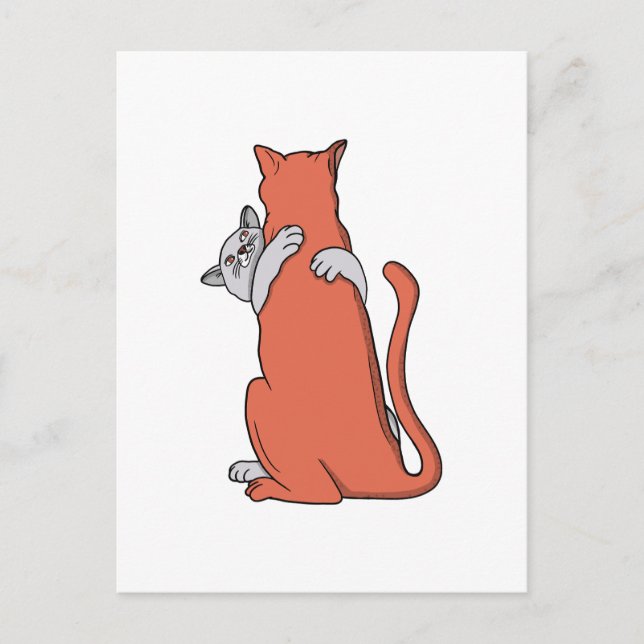 Carte Postale Deux chats s'unissent en amitié (Devant)