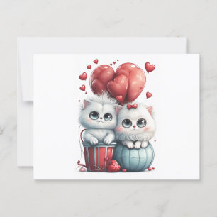 Carte Postale Deux chats super mignons en amour arrière - plan b