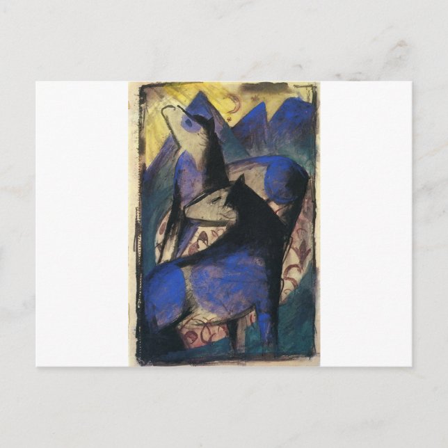 Carte Postale Deux Chevaux Bleus par Franz Marc (Devant)