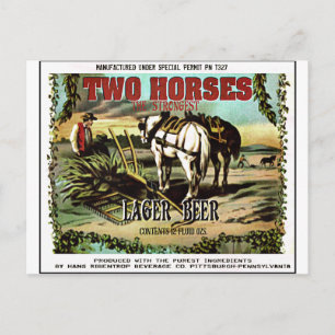 CARTE POSTALE DEUX CHEVAUX CERVEJA IMAGINÁRIA