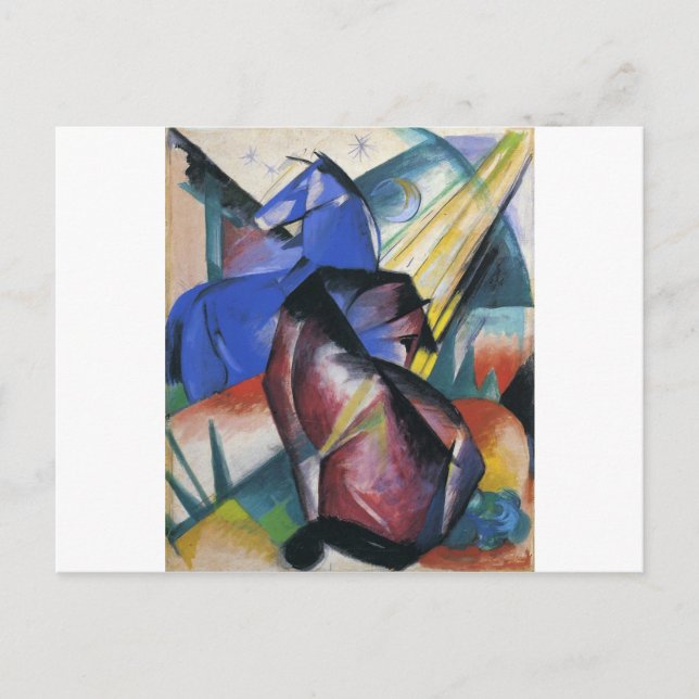 Carte Postale Deux chevaux, Rouge et Bleu par Franz Marc (Devant)